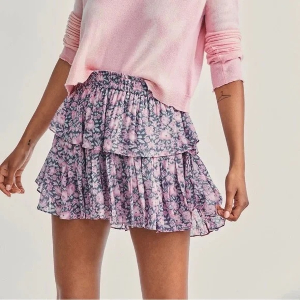 LoveShackFancy Pink Floral Flowy Skirt - Size XXS